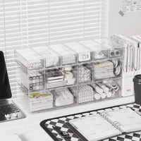 Organisateur de tiroir en PET transparent, boîte de rangement empilable pour bureau, fournitures de bureau, organisation quotidienne, rangement minimaliste