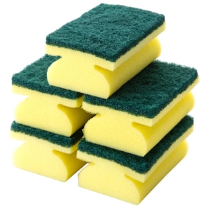 Éponge de nettoyage de cuisine double face, éponges à vaisselle, tampons à récurer, éponge jaune et verte, brosse de nettoyage de cuisine - Product Image 1
