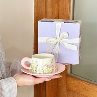 Tasses à thé en céramique avec soucoupe - Logo personnalisé - Qualité supérieure - Tasses à café avec coffret cadeau élégant
