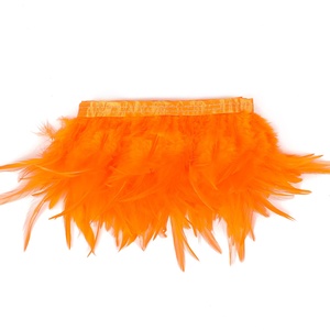Sewing Orange Fabric Ribbon Rooster Feather Fringe Trim for DIY Craft Clothing Dress Costume Hat Accessory Party Wedding Decor - Product Image 1