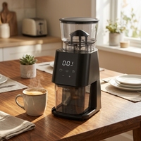 Moulin à café conique noir trapézoïdal avec panneau tactile numérique incliné, idéal pour les distributeurs en gros et l'usage domestique