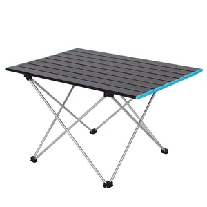黑色轻巧便携式折叠桌子，铝制营地野餐桌可折叠，配有用于户外、徒步旅行、背包包装的包
