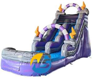 สไลเดอร์สีม่วงแบบมีสระน้ำพร้อมฟังก์ชั่นสายฟ้าสีม่วง สไลเดอร์เป่าลม Moonjump บ้านลมสำหรับเด็ก ขาย - Product Image 3