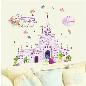 Castle Wall Decals 3D Fairy Tale Peel and Stick Wood PVC Wall Art for Girls Bedroom Living Room Baby Nursery