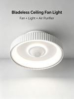 Ventilateur de plafond moderne sans pales Yeyun, ventilateur LED à intensité variable avec purificateur d'air plasma, silencieux pour le salon