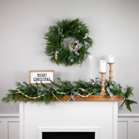 Guirlande de Noël en PVC et PE verte décorée de feuilles, guirlande artificielle durable de qualité supérieure, décoration festive pour l'intérieur et l'extérieur