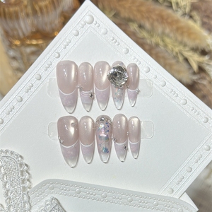 <span class=keywords><strong>Uñas</strong></span> Postizas Acrílicas de Alta Calidad Hechas a Mano, Color Morado Gelatinoso, Estilo Elegante y Dulce, con Efecto Ojo de Gato, Venta al Por Mayor - Product Image 3