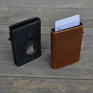 Portafoglio con chiusura magnetica Air Tag portafoglio minimalista tascabile in vera pelle con porta carte di credito intelligente con tecnologia RFID - Product Image 1
