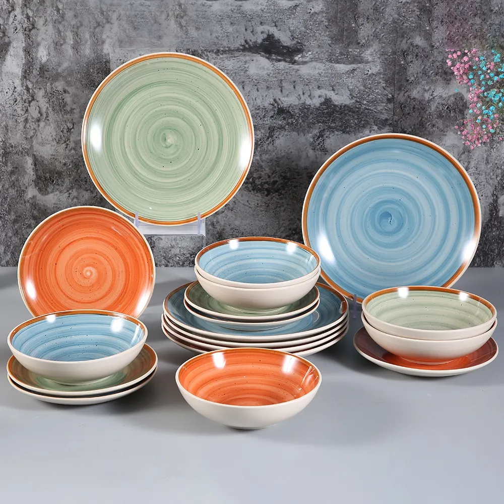 Conjunto de placas de jantar de porcelana royal, prato para servir massas, natal, barato, pintado à mão, círculo redondo, placa de cerâmica