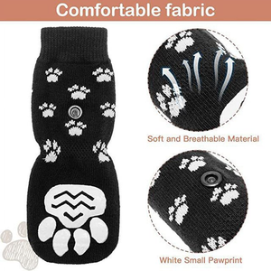 Chaussettes antidérapantes souples pour chien, contrôle de la traction pour l'intérieur sur sols en bois dur, protection des pattes d'hiver pour animaux de compagnie, chaussettes antidérapantes pour chien avec sangles - Product Image 2