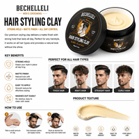 Pâte coiffante mate pour hommes OEM, tenue forte, aspect naturel, non grasse, pour le toilettage masculin, vente en gros