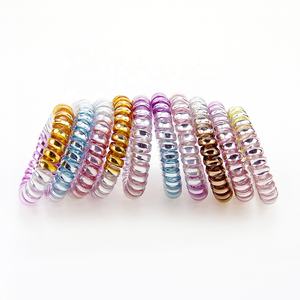 थोक धातु सरल बाल coils बाल सर्पिल बाल टाई टेलीफोन तार उच्च लोचदार नीयन रंग रबर बैंड - Product Image 3