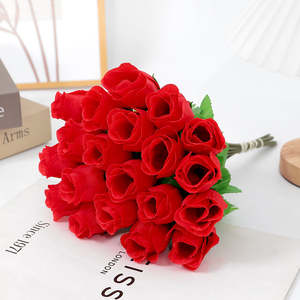 Vente en gros de fleurs artificielles en plastique de haute qualité, toucher réel, branche unique, rose artificielle faite à la main, Noël, Saint-Valentin, mariage - Product Image 3