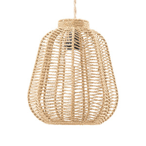 Wicker Pendant Lamp Bell Shape Yellow Retro Style Eco Friendly Home Decor <b>Lighting</b> - Product Image 5