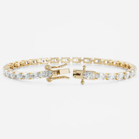 Bracelet chaîne tennis tendance TELULA pour femme en or massif 14 carats avec diamant ovale de laboratoire certifié IGI couleur D blanc