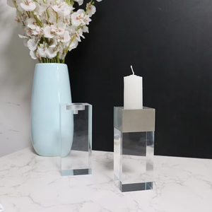 Portavelas de acrílico, portavelas cuboide de cristal, portavelas de cubo de cristal cuadrado transparente para decoración del <span class=keywords><strong>hogar</strong></span> - Product Image 4