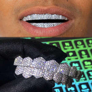 Grillz en zircon plaqué or 18 carats, micro-incrustation géométrique, unisexe, pour usage quotidien - Product Image 4