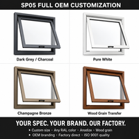 Ventana de Toldo Abatible Superior de Aluminio CE NOA Acústica Doble Acristalamiento Multilock OEM Personalizada Exterior Triple Sellado Residencial