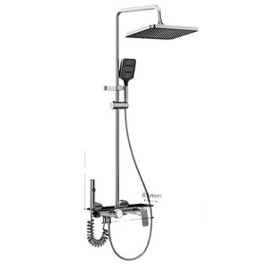 <b>Shower</b> Set Aluminum Alloy Rectangle Wall Mounted Adjustable Rain Hot Cold <b>Control</b> Three Speed Booster Faucet - Product Image 1