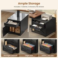 Bureau d'ordinateur portable convertible en forme de L de style farmhouse avec prise de courant intégrée, hauteur réglable, tiroirs de bureau de direction