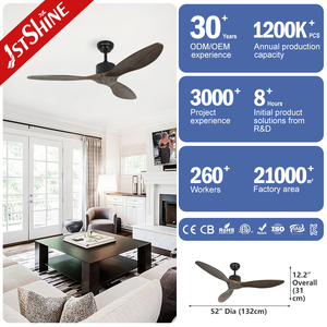 1stshine <span class=keywords><strong>Ventilateur</strong></span> de Plafond Fantaisie Bois Massif 6 Vitesses Télécommande 52 Pouces <span class=keywords><strong>Ventilateur</strong></span> de Plafond Décoratif en Bois - Product Image 3