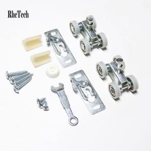 WEKIS Support de porte coulissante à montage supérieur en alliage de zinc avec vis à trois rouleaux en POM, durable, pour extérieur, chambre, cuisine, salon, placard - Product Image 4