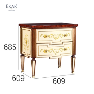 EKAR Regency Royal Nightstand | Luxury English Style Ivory &amp; <strong>Mahogany</strong> <strong>Bedside</strong> <strong>Table</strong> | - Product Image 6