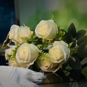 Rosa de flores artificiais única flor rosa para decoração de festas de eventos de casamento