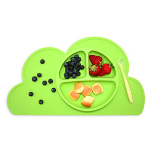 Tapis de repas pour bébé en silicone imperméable, bord surélevé, antidérapant, plateau de récupération des aliments, protection de table à manger, flexible, imprimé - Product Image 6