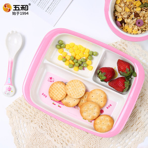 Peppa Pig Kids Melamine <b>Plate</b> Rectangle Cartoon Design For Children Dining Set - Product Image 2