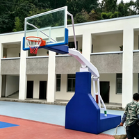 Panier de basket mobile en métal réglable en hauteur avec panneau arrière en verre trempé pour stade et salle de sport