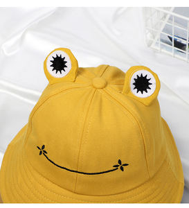 Style japonais mignon doux fille dessin animé grenouille pêcheur chapeau polyvalent Version coréenne seau chapeau de soleil pour les femmes Denim matériel été - Product Image 2