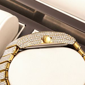 <span class=keywords><strong>Montre</strong></span> à quartz pour <span class=keywords><strong>femme</strong></span> - <span class=keywords><strong>Cadran</strong></span> orné de diamants, boîtier en alliage doré, <span class=keywords><strong>montre</strong></span> analogique étanche pour un usage quotidien - Product Image 1