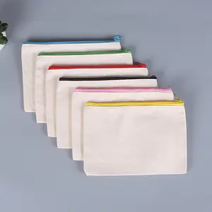Factory Wholesale High Quality Custom Canvas Cosmetic Bag Eco Friendly Cotton Makeup Bag With Zipper Cosmetic Pouch