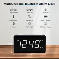 Horloge LED de bureau numérique OEM populaire d'usine Grande alarme double BT avec fonction rechargeable Utilisation au bureau à chaud