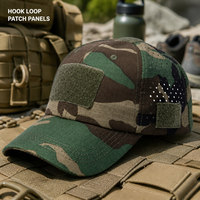 Casquette de baseball d'extérieur camouflage woodland personnalisée, avec panneaux Ripstop à fermeture auto-agrippante, ventilation découpée au laser, 6 panneaux, visière incurvée, vente en gros OEM