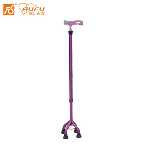 AUFU Four Corner Cane FS9321L en alliage d'aluminium réglable en hauteur pour personnes âgées, aide à la marche - Product Image 1
