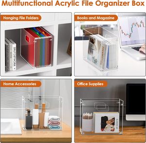 Xách tay rõ ràng Acrylic Máy tính để bàn treo tập tin tổ chức Hộp Thư Kích thước thùng xử lý văn phòng nhà sử dụng Rack hiển thị các tập tin tài liệu - Product Image 2