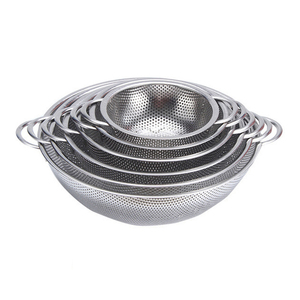 Ensemble de 6 pièces en acier inoxydable 201 de haute qualité : passoire à riz, panier à légumes, égouttoir, passoire à deux anses perforée - Product Image 1