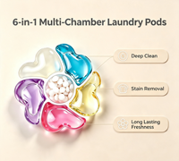 Capsules de lessive écologiques en vrac de 10g, 6-en-1, en forme de fleur, multi-chambres, pour vêtements, vente en gros, OEM