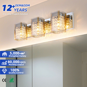 ไฟ LED กระจกเงาเคลือบโครเมียม หลายหัว โคมไฟคริสตัลทรงกระบอก สำหรับห้องน้ำ - Product Image 1