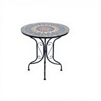 Ensemble de table ronde en mosaïque et 2 chaises de style bohème vintage en métal pour balcon, patio, jardin