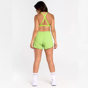 Shorts de sport légers pour femmes avec cordon élastique et logo personnalisé, ceinture verte - Product Image 5