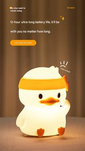 <b>USB</b> Rechargeable Silicone Duck Night <b>Light</b> RGB Tap Control <b>LED</b> Lamp for Kids Bedroom Bedside Decor - Product Image 6
