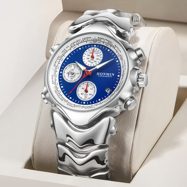 Creative and fashionable y2k style unique men's multifunctional watch high-quality hot selling stainless steel quartz watch