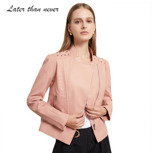 Veste en <span class=keywords><strong>simili</strong></span> <span class=keywords><strong>cuir</strong></span> PU à épaulettes et fermeture éclair intégrale pour femme, veste en <span class=keywords><strong>cuir</strong></span> de moto, veste courte décontractée d'hiver pour femme - Product Image 1