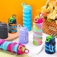 Bouteilles d'eau pliables en silicone, bouteille d'eau de voyage de 17 oz, réutilisable, étanche, pliable avec clip pour le camping