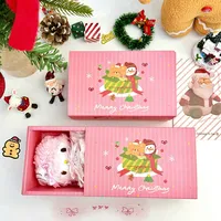 Boîte à biscuits de luxe pour cadeaux souvenirs, boîte à dessert coulissante rose, boîte à tiroir en carton ivoire avec lamination mate et logo