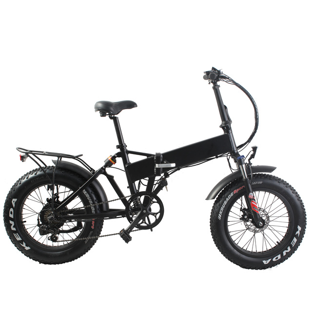 500W Folding Electric Bike 20'' Fat Tire with Full Suspension Lithium Battery Aluminum Alloy Frame Rear Hub Motor 7 Speed