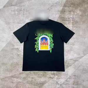 Nouveau style, t-shirt tricoté anti-boulochage à col rond et manches courtes, imprimé lettres personnalisé, pour sport et loisirs, très tendance - Product Image 1